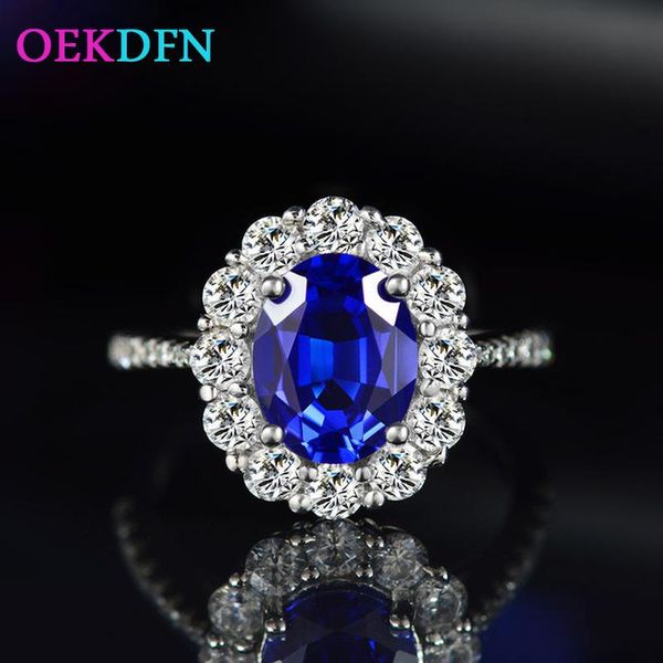 

100% 925 sterling silver rings women created moissanite sapphire gemstone wedding engagement ring fine jewelry wholesale cluster, Golden;silver