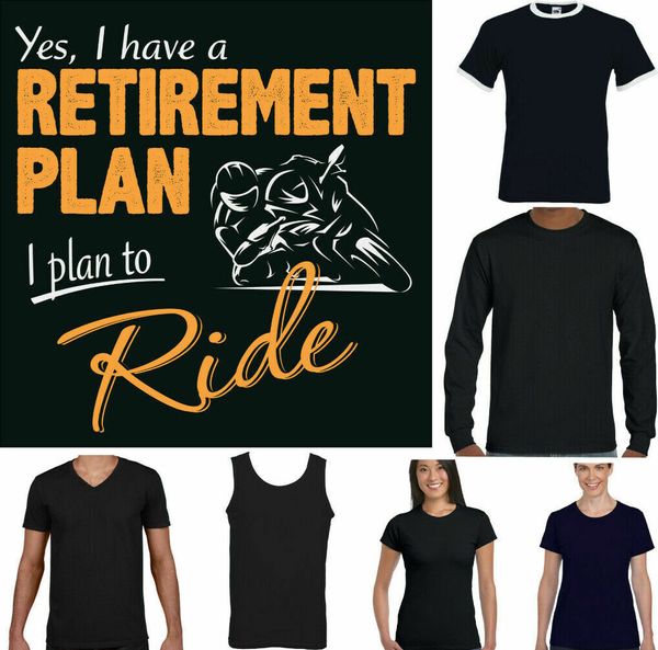 

motorcycle t-shirt men's pension plan funny motorcycle biker indian bike helmet, White;black