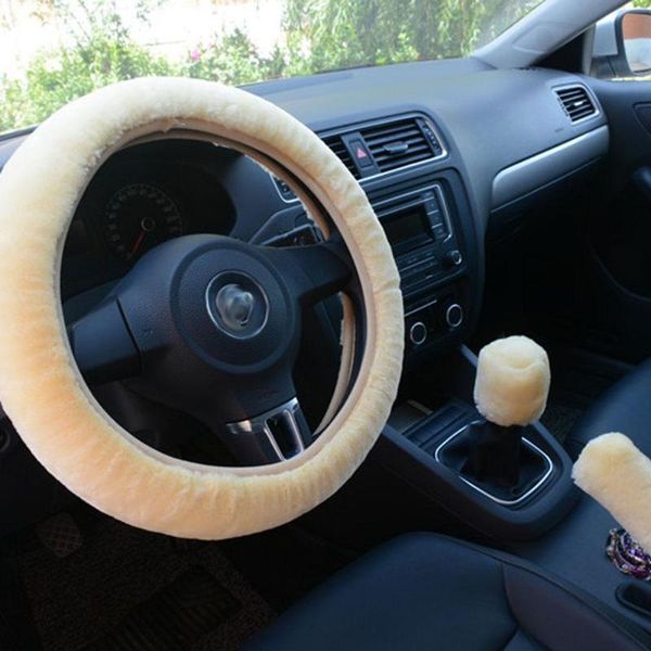 

steering wheel covers 3pcs/set car plush fashion universal cover pull handle