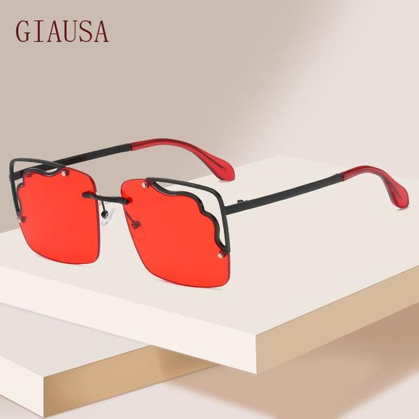 

sunglasses giausa fashion men's and women's fashionable personalized metal half frame irregular hollow out lenses, White;black