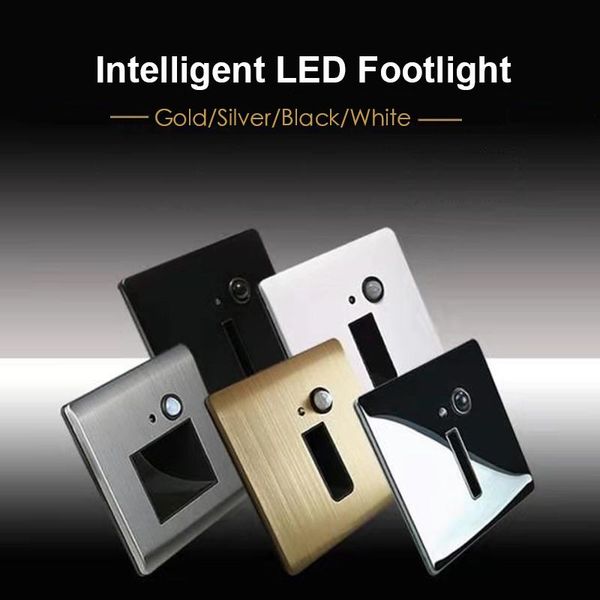 

wall lamp stainless steel drawing human body inductive led footlight 86 type embedded square indoor step llmp stair