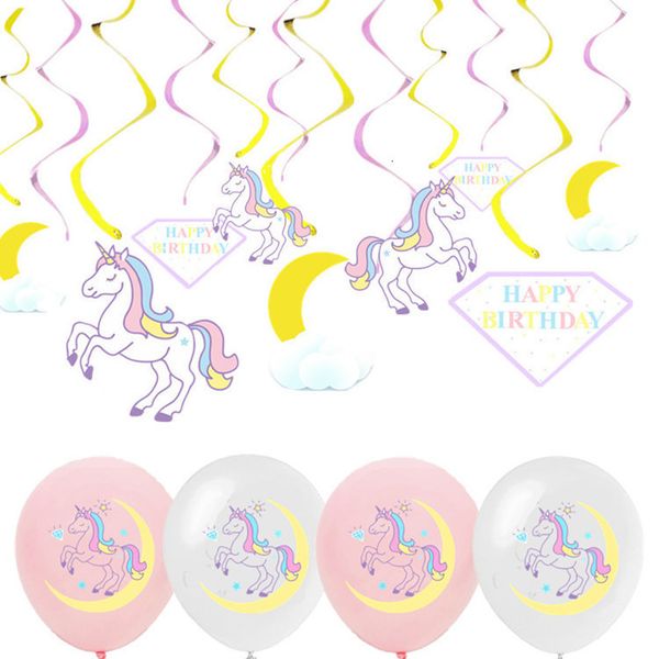 

unicorn spiral hanging flower children's party room decoration pendant