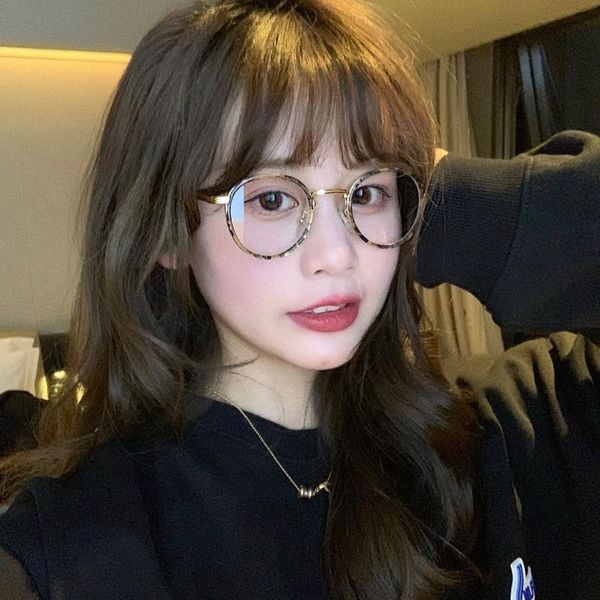 

sunglasses korean small frame anti-blue round glasses women lovely plain men eyewear cute decorative computer, White;black