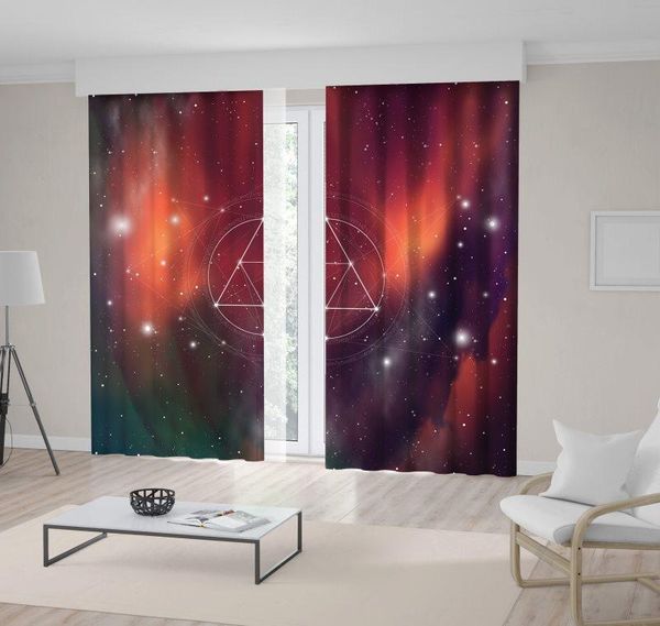 

curtain & drapes geometry circles triangles and stars on space universe physics artwork purple green orange