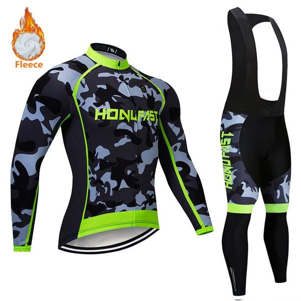 

triathlon winter thermal fleece men long sleeve cycling clothing mtb ropa ciclismo bike clothes bib pants set racing sets, Black;blue