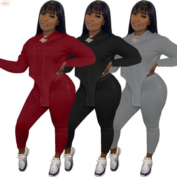 

women's two piece pants h8037 european and american clothing solid color fashion irregular waist large size two-piece suit, White