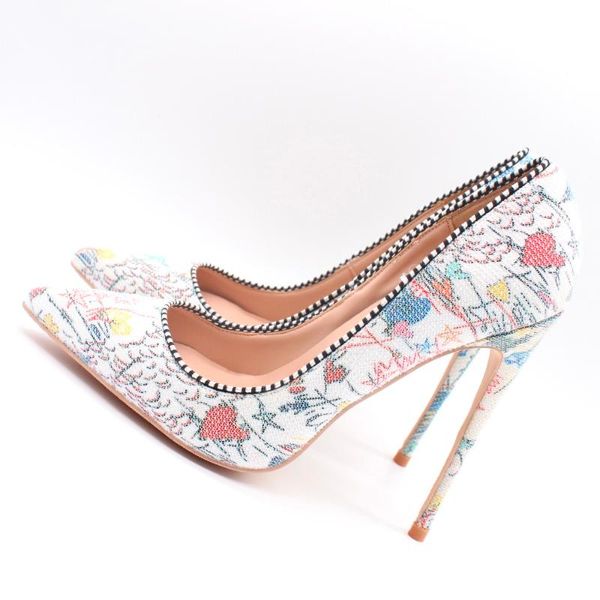 

fashion women pumps lady graffiti white mesh pointy toe high heels shoes size33-43 12cm 10cm 8cm stiletto dress, Black
