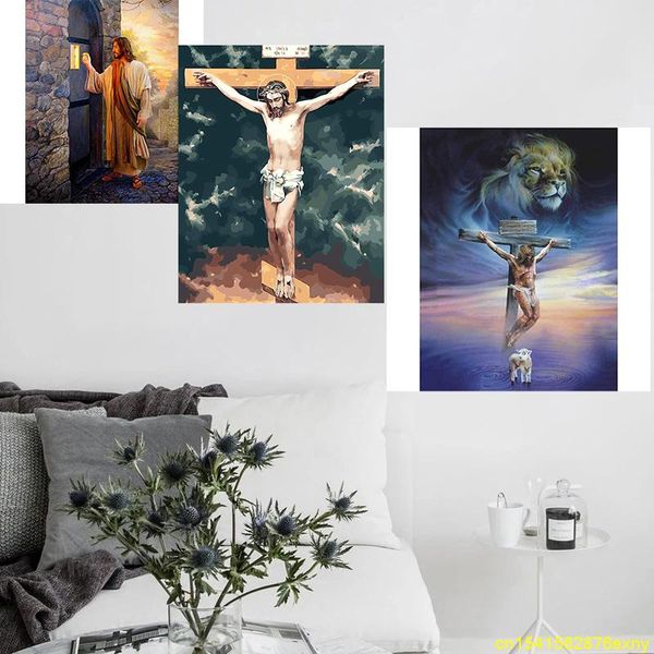 

paintings diy painting by numbers jesus picture colouring zero basis handpainted oil for adults faith unique gift home decor