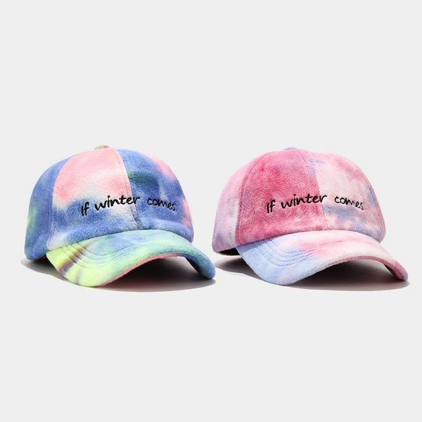 

ins new tie dyed baseball cap men's and women's autumn and winter outdoor warm letter cap street trend hat, Blue;gray