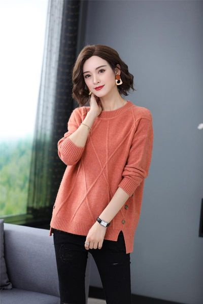 

women's sweaters women sweater autumn winter wool long sleeves solid color crew neck socket simple style all-match knitted, White;black