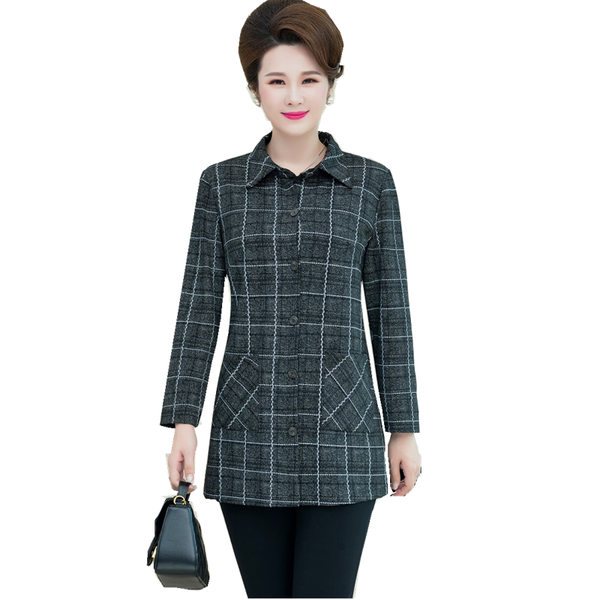 

women's trench coats selling product in 2021 large size clothing for women windbreaker lattice autumn middle age clothes 04, Tan;black