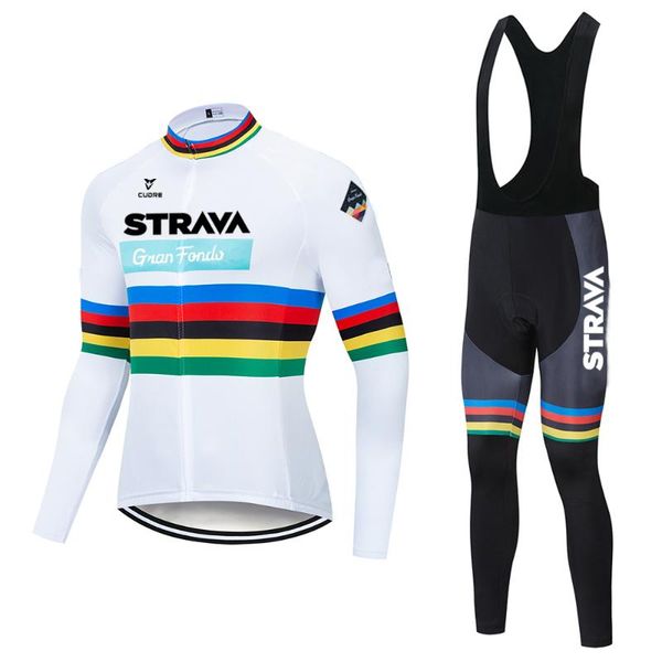 

racing sets 2021 strava men's cycling jersey long sleeve set mtb bike clothing maillot ropa ciclismo hombre bicycle wear 9d gel bib pan, Black;blue