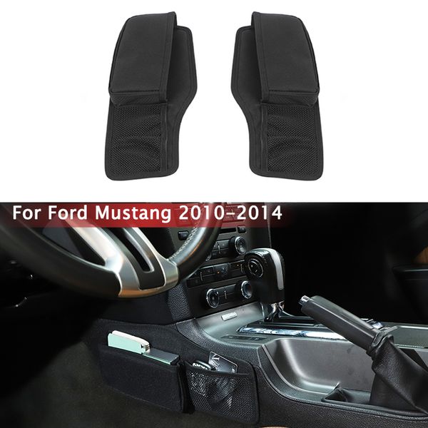 

black car gear shift side storage bag organizer pockets for ford mustang 2010-2014