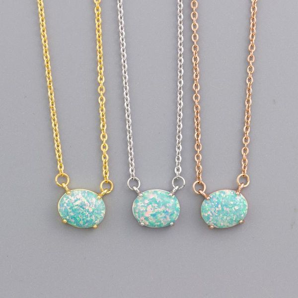 

pendant necklaces v attract opal oval geometric chain necklace women copper charm elegant engagement christmas sister gifts 2021, Silver