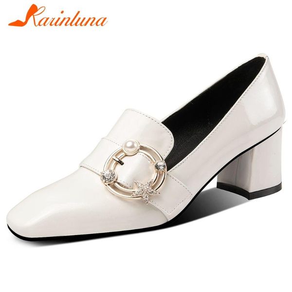 

dress shoes karin brand office ladies 2021 ol slip-on pumps high hoof heels women patent leather, Black