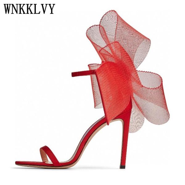 

sandals runway bow decor women one word with gladiator sandalias summer party banquet dress shoes stilettos 2021, Black