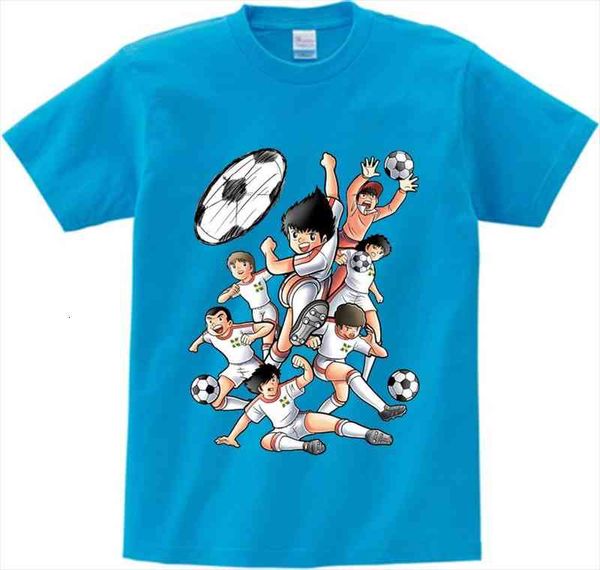 

anime captain tsubasa t shirt children leisure short sleeve boy football motion shirts for boys girls 3t 8t nn, Blue