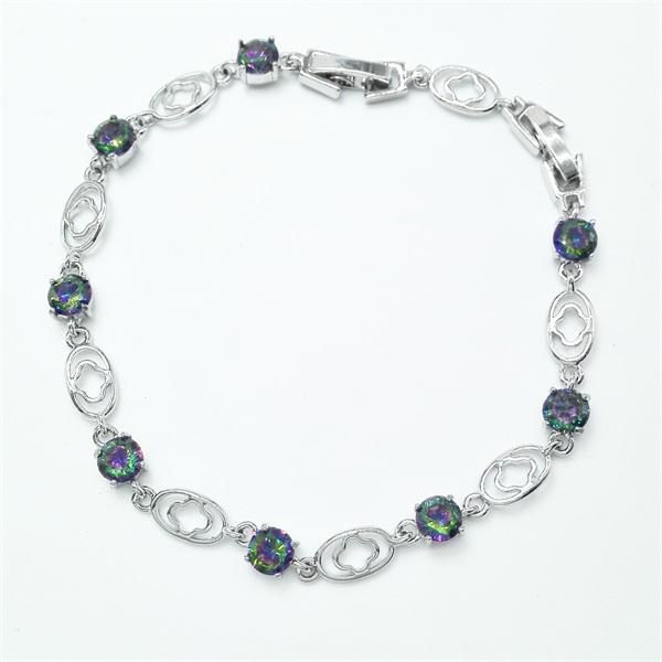 

oval shaped rainbow & white color overlay for women's bracelet bangle link, chain, Black