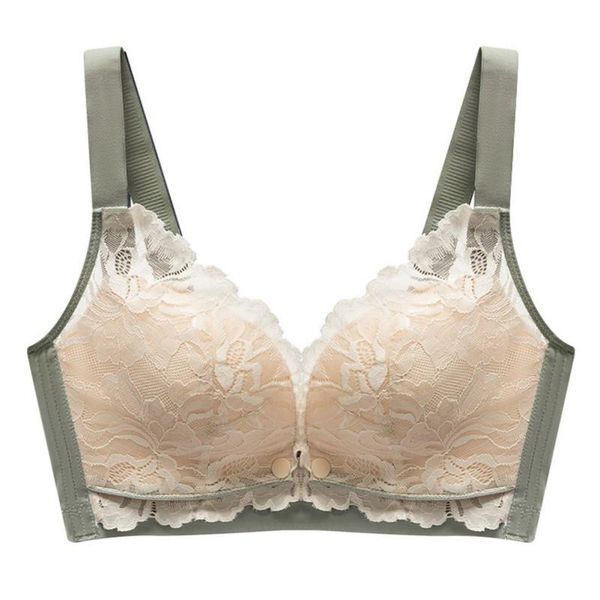 

bras floral lace nursing bra front buckle push up breathable latex wireless lingerie plus size bralette 32-40 abc cup, Red;black