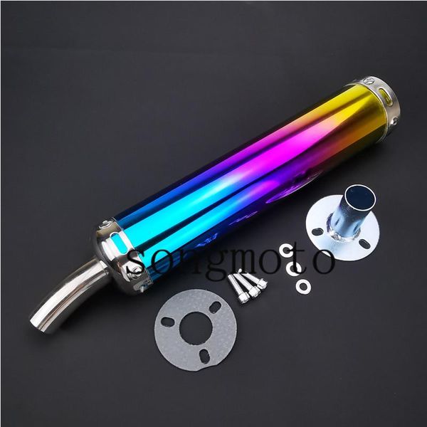 

motorcycle exhaust system multicolor universal metal 60x280mm racing muffler silence 2 stroke pipe