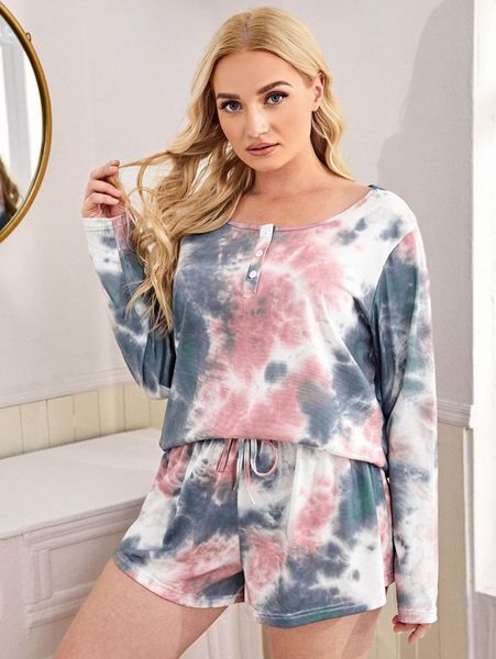 

plus tie dye pajama set c2gt#, Black;white