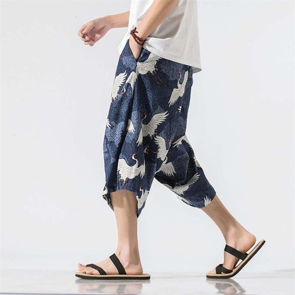 

men's pants summer chinese style large capris trend harem casual batch inzn, Black