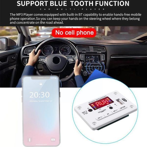 

& mp4 players 5v-12v bluetooth-compatible 5.0 mp3 decoding board car tf microphone slot wireless card control with module player fm u j7a8