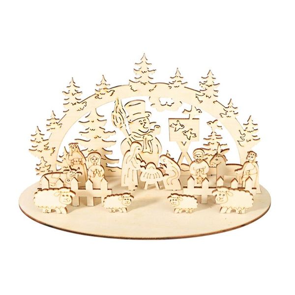 

christmas decorations wooden festival table round square craft portable children ornaments gift diy 3d party home