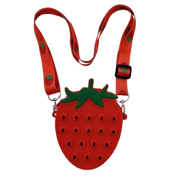 

storage bags silicone bubble bag with fruit shape, push bright color crossbody purse accessory