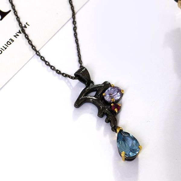 

pendant necklaces arrivals black necklace for women blue stone long chain sweater fashion jewelry drop, Silver