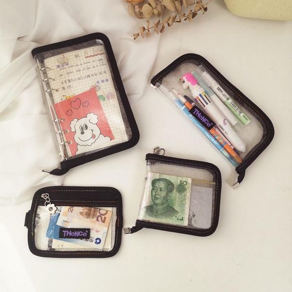

wallets transperant clutch wallet korean ins card holder bag student pencil case transparent women fashion purse pocket, Red;black