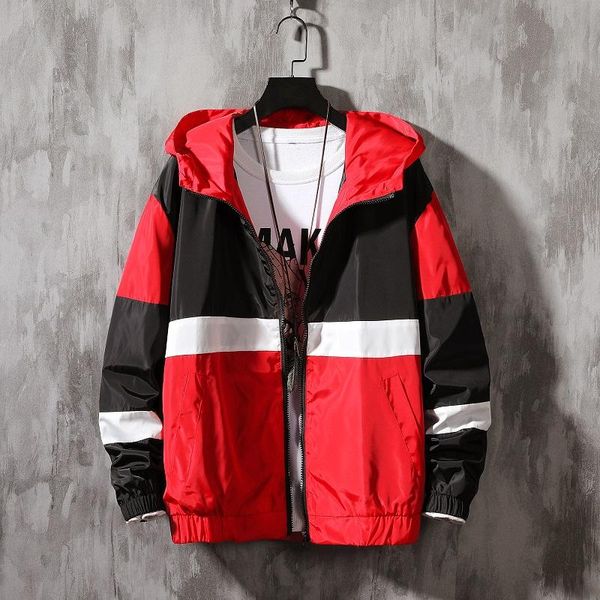 

men's jackets streetwear casual jacket coat 2021 spring man patchwork windproof hooded bomber for men, Black;brown