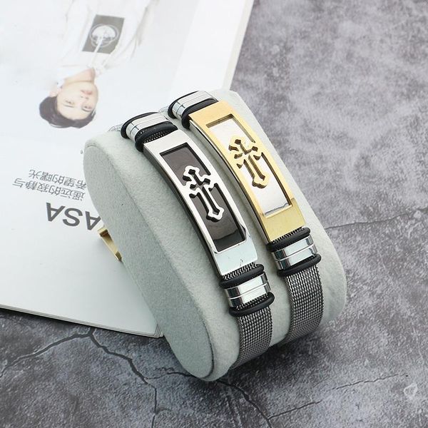 

link, chain yunao jewelry titanium steel men's and women's simple fashion bracelets product adjustable cross couple, Black
