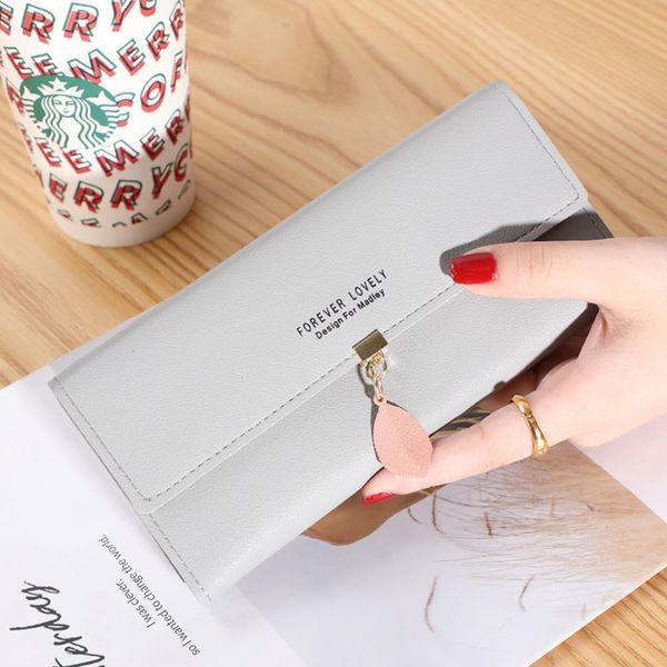 

women pu leather wallets female long purses money bags leaf phone pocket ladies wallet card holder clutch mujer, Red;black