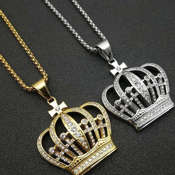 

pendant necklaces titanium steel king crown necklace, Silver