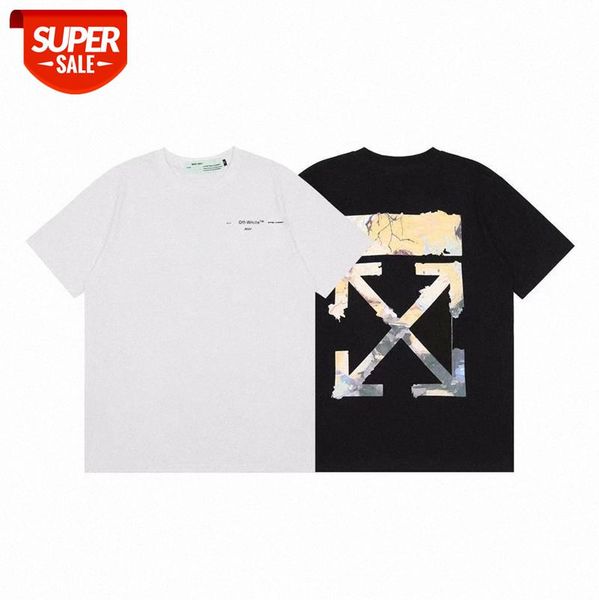 

plant landscape arrow pattern round neck pullover short sleeve men and women same batch #l29q, White;black