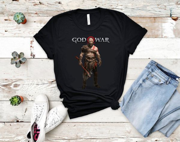 

god of war kratos classic t-shirt, White;black