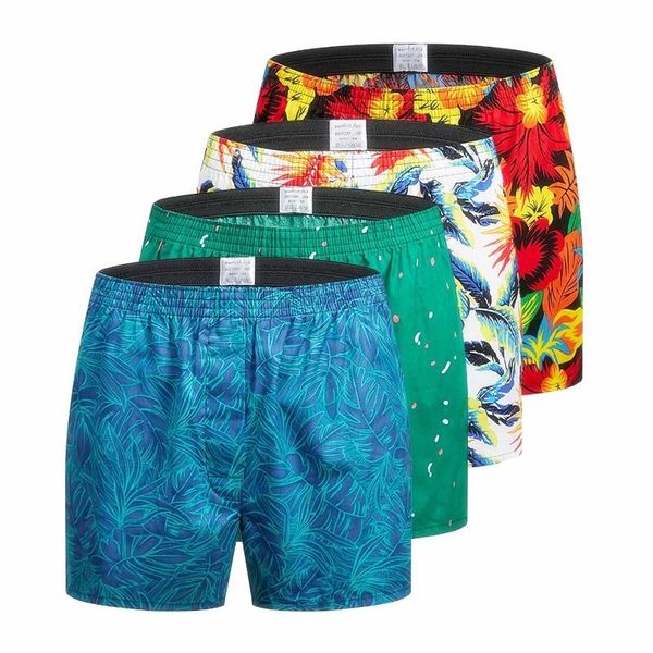 

underpants 4pcs/lot men's panties classic plaid shorts mens underwear boxers cotton loose men underpant boxer elastic waistband homewea, Black;white