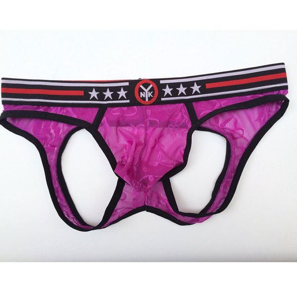 

men u convex pouch open crotch g-string lace mesh see through g-string briefs breathable underwear gay wear f9, Black;white