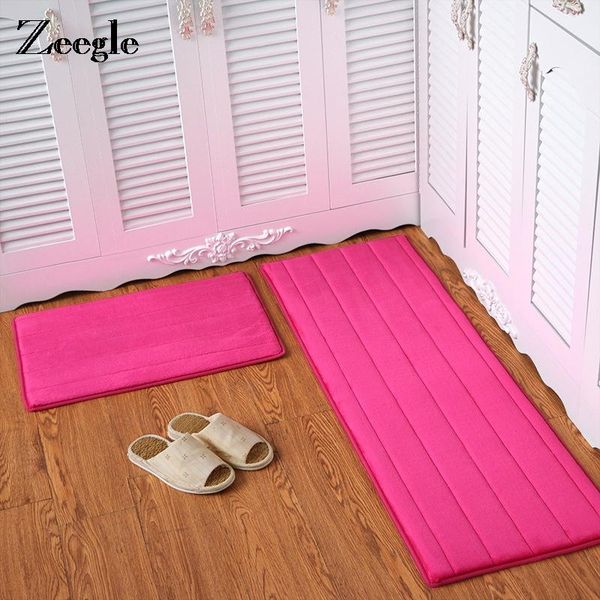 

carpets zeegle memory foam floor mat coral velvet anti-slip bathroom rug stripe fleece kitchen home decoration hallway doormat