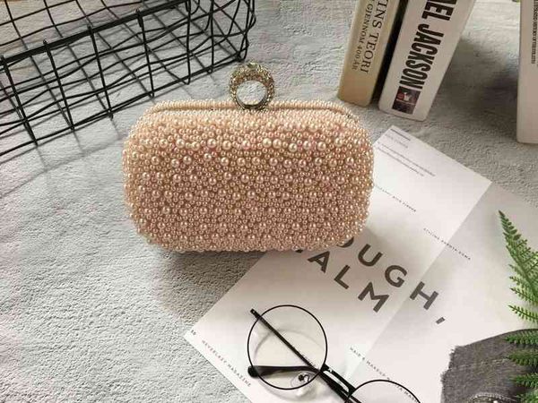 

fashion sweet lady pearl bag ring dinner diamond inlaid banquet hand