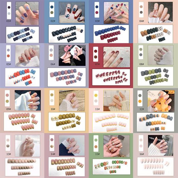 

false nails 24pcs/set detachable long coffin fake nail tips full art tip colorful beauty artificial tool, Red;gold
