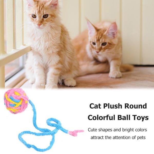 

cat toys interactive pet colorful ball plush round playing funny molar set chew