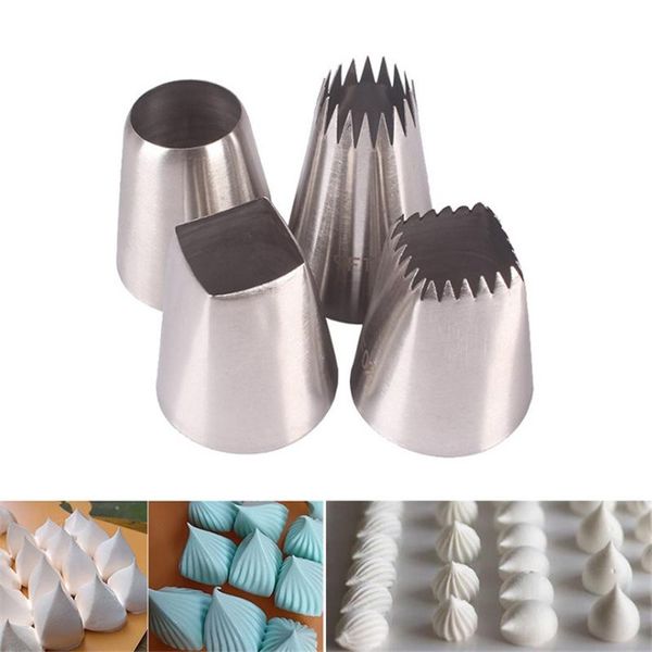 

baking & pastry tools 4pcs/set large icing piping nozzles russian tips cookies cake decorating cream fondant