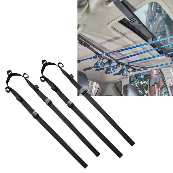

car organizer fishing rod holder 86.6 inches length adjustable belt strap poles rack for suvs