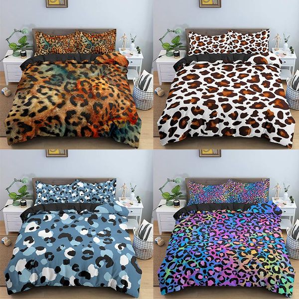 

3d bedding sets cover and pillowcase kids home textiles digital leopard printing