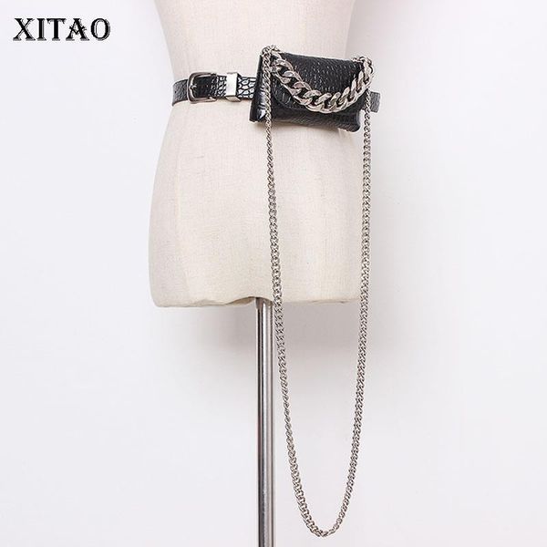 

fashion women waist packs pu chains splicing solid color simplicity diagonal span dual purpose trendy all-match wld6267 bags