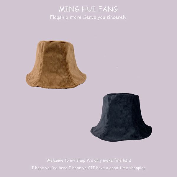 

designer simple pure velvet bucket hat children's casual face in autumn and winter, Blue;gray