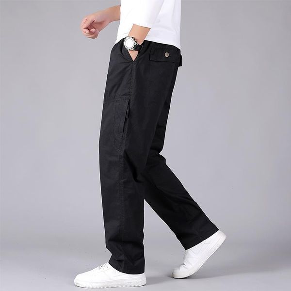 

men's pants cargo trousers plus size casual loose wide military classic style fashion cozy multi pockets, Black