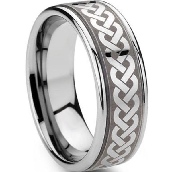 

wedding rings 8mm size 7-15 stainless steel puzzle irish twisted dragon ring band school graduation cocktail christmas birthday, Slivery;golden